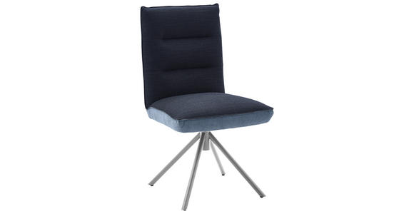 STUHL  Beinauswahl, Lederauswahl, Stoffauswahl, Typenauswahl, Sitzfläche 180° drehbar Flachgewebe  - Blau/Edelstahlfarben, Design, Textil/Metall (49/93/59cm) - Dieter Knoll