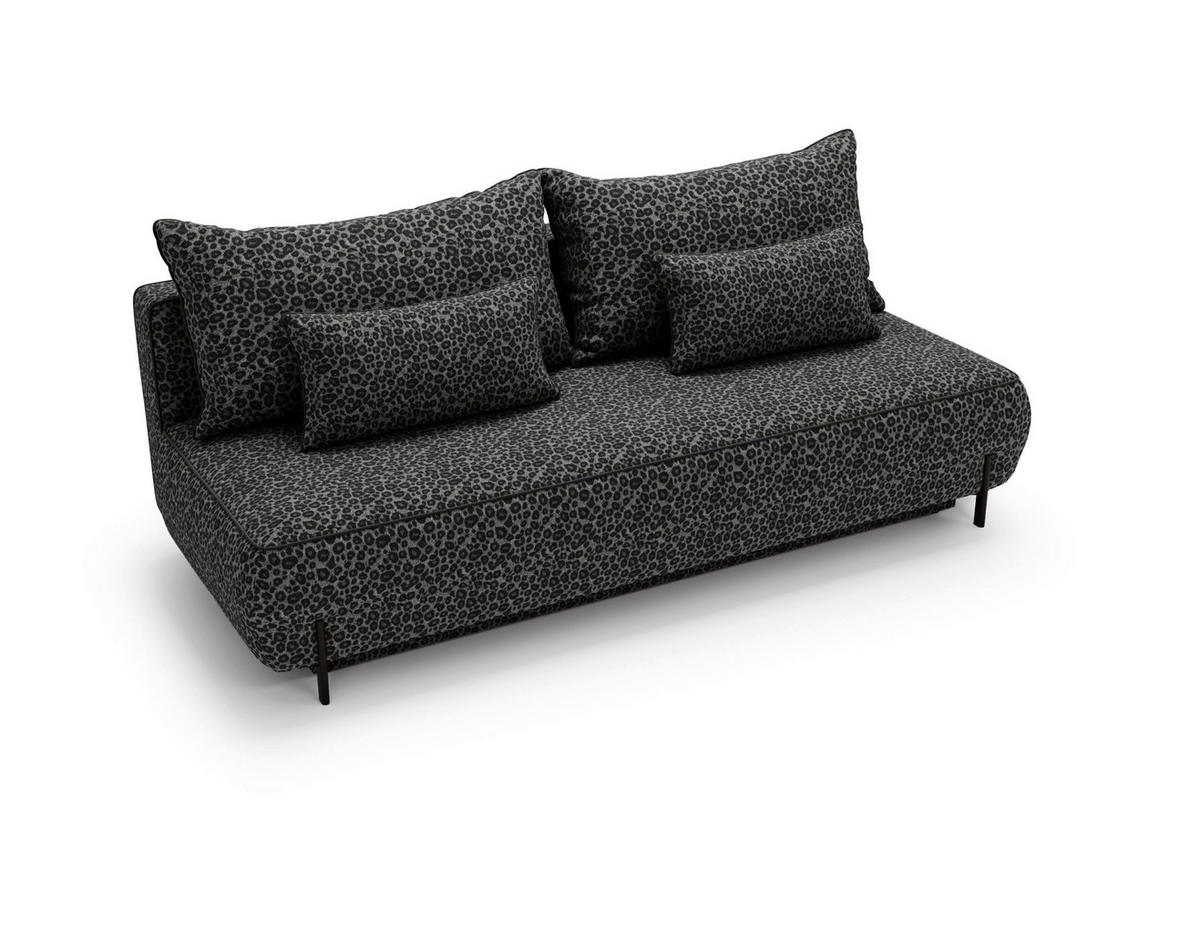SCHLAFSOFA Jacquard Dunkelgrau Stoffauswahl, Rücken echt  - Dunkelgrau/Schwarz, Design, Textil/Metall (212/90/95cm) - Livetastic