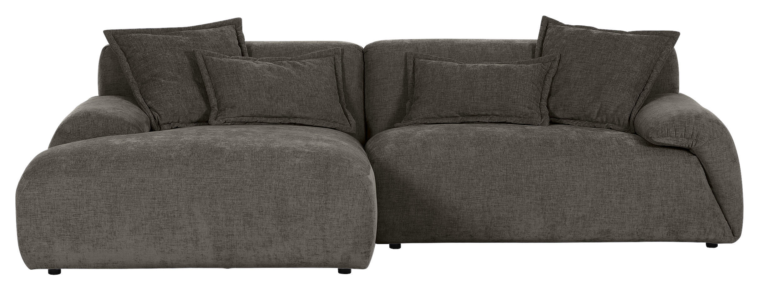 ECKSOFA Dunkelgrau Flachgewebe  - Dunkelgrau/Schwarz, KONVENTIONELL, Kunststoff/Textil (174/274cm) - Carryhome