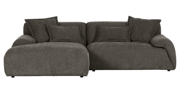 ECKSOFA Dunkelgrau Flachgewebe Rückenkissen, Nierenkissen, Rücken echt  - Dunkelgrau/Schwarz, KONVENTIONELL, Kunststoff/Textil (174/274cm) - Carryhome