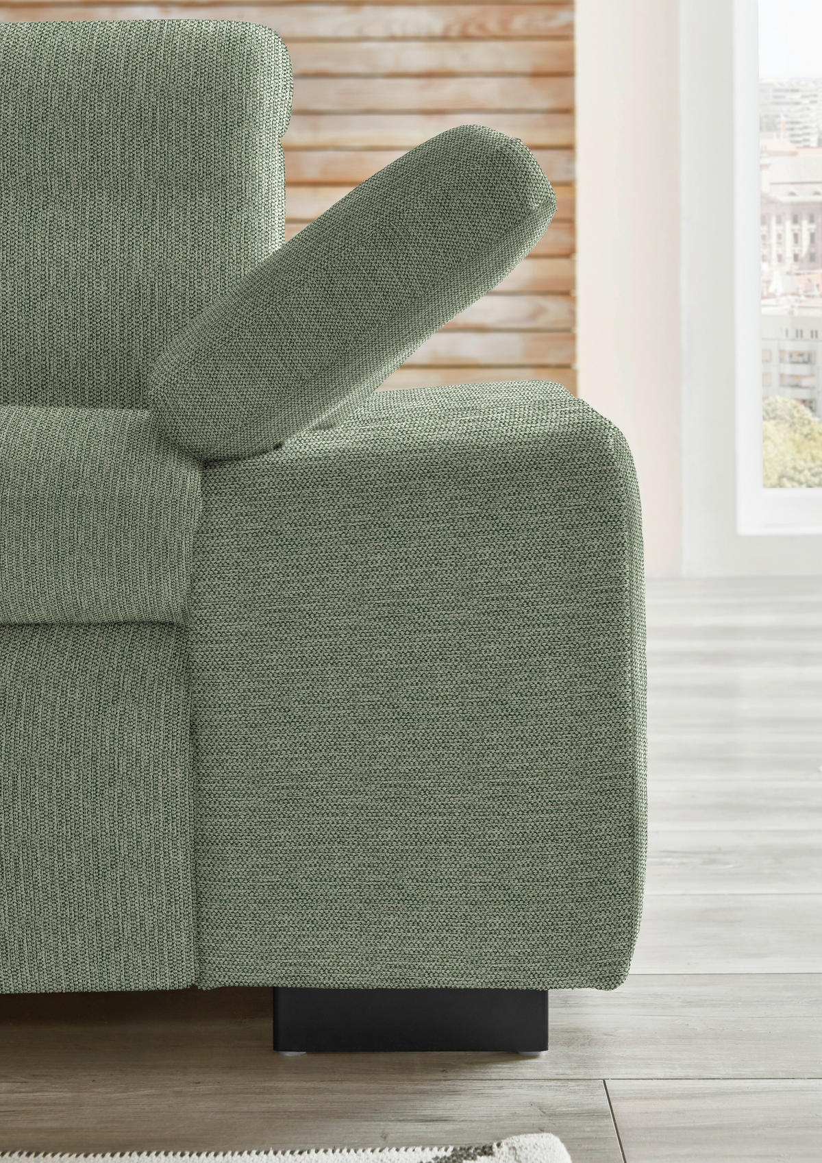 ECKSOFA in Flachgewebe Grün  - Schwarz/Grün, Design, Textil/Metall (174/297cm) - Beldomo Style