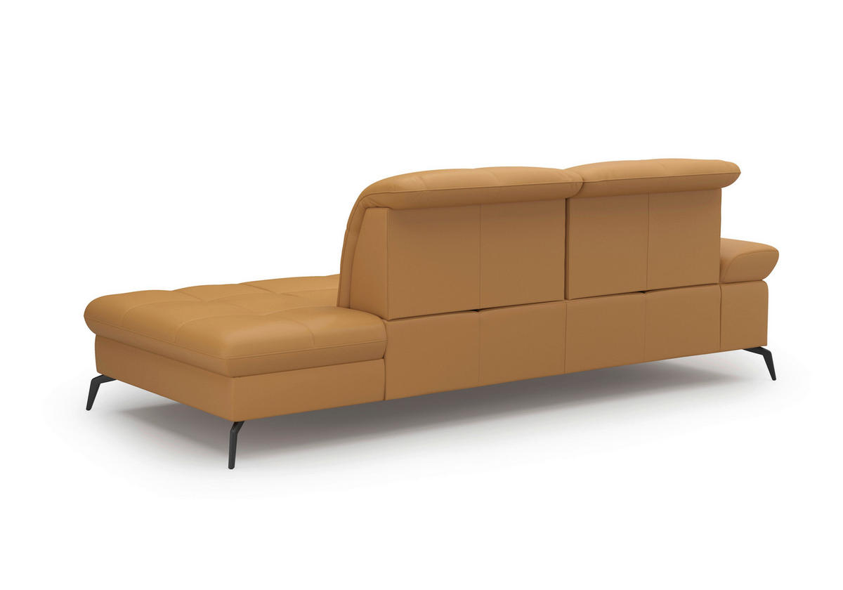 RÉCAMIERE in Echtleder Currygelb  - Currygelb/Schwarz, Konventionell, Leder/Metall (231/90/122cm) - Sit & More