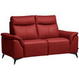 2-SITZER-SOFA  in Echtleder Rot   - Rot/Schwarz, Design, Leder/Metall (176/105/98cm) - Belluti