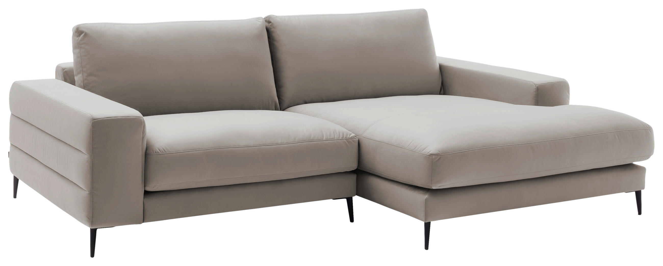 ECKSOFA in Velours Silberfarben  - Silberfarben/Schwarz, Design, Textil/Metall (253/177cm) - Dieter Knoll