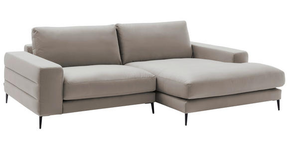 ECKSOFA in Velours Silberfarben  253/177 cm  - Silberfarben/Schwarz, Design, Textil/Metall (253/177cm) - Dieter Knoll