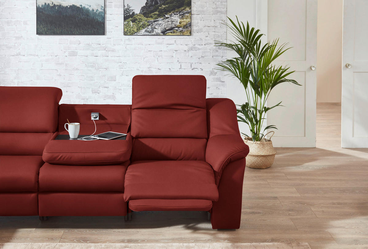 ECKSOFA  in Echtleder Rotorange  260/324 cm  - Rotorange/Schwarz, KONVENTIONELL, Leder/Kunststoff (260/324cm) - Cantus