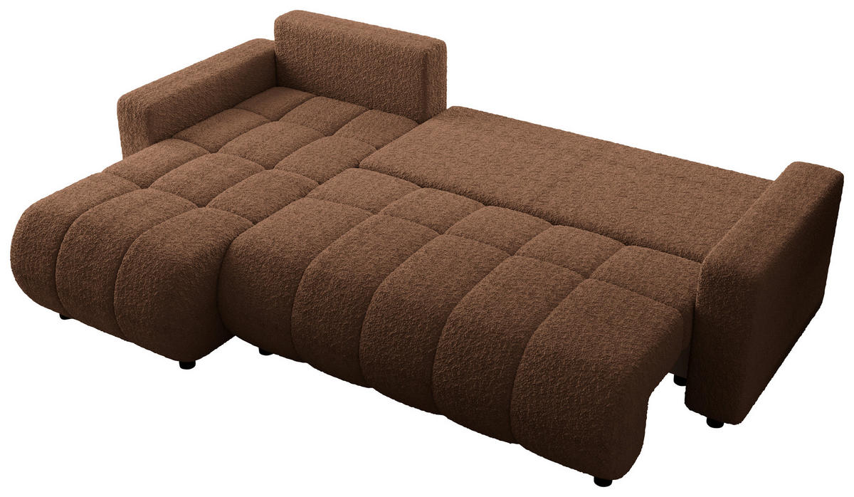 ECKSOFA  in Bouclé Rostfarben  - Rostfarben/Schwarz, MODERN, Kunststoff/Textil (150/240cm) - Carryhome