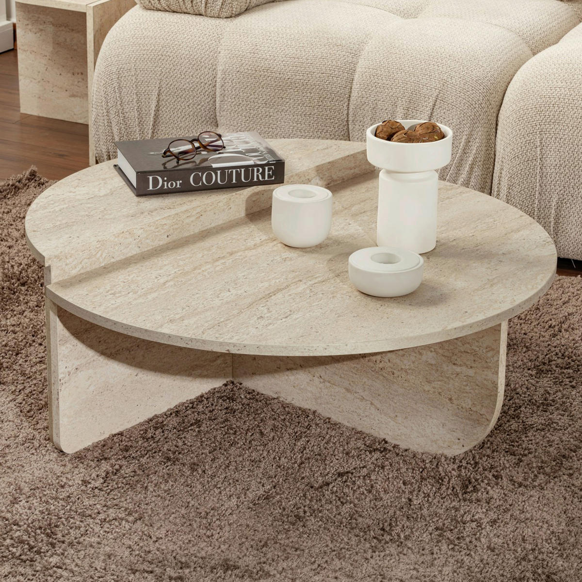COUCHTISCH rund Creme  - Creme, Design, Holzwerkstoff (90/30/60cm) - MID.YOU
