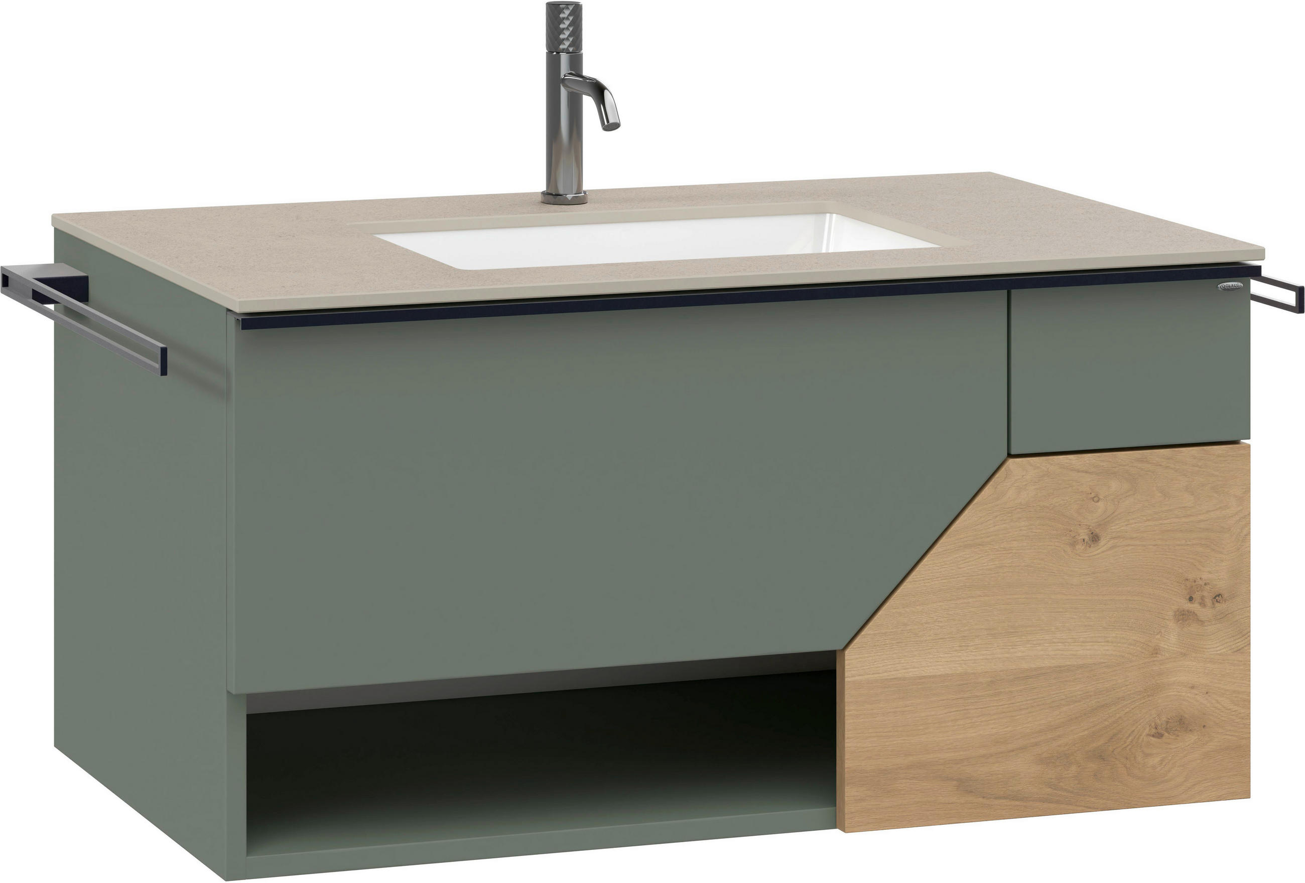 WASCHTISCHKOMBI 96 cm  - Eichefarben/Schwarz, LIFESTYLE, Holz/Keramik (96cm) - Voglauer
