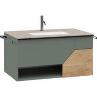 WASCHTISCHKOMBI 96 cm  - Eichefarben/Schwarz, LIFESTYLE, Holz/Keramik (96cm) - Voglauer