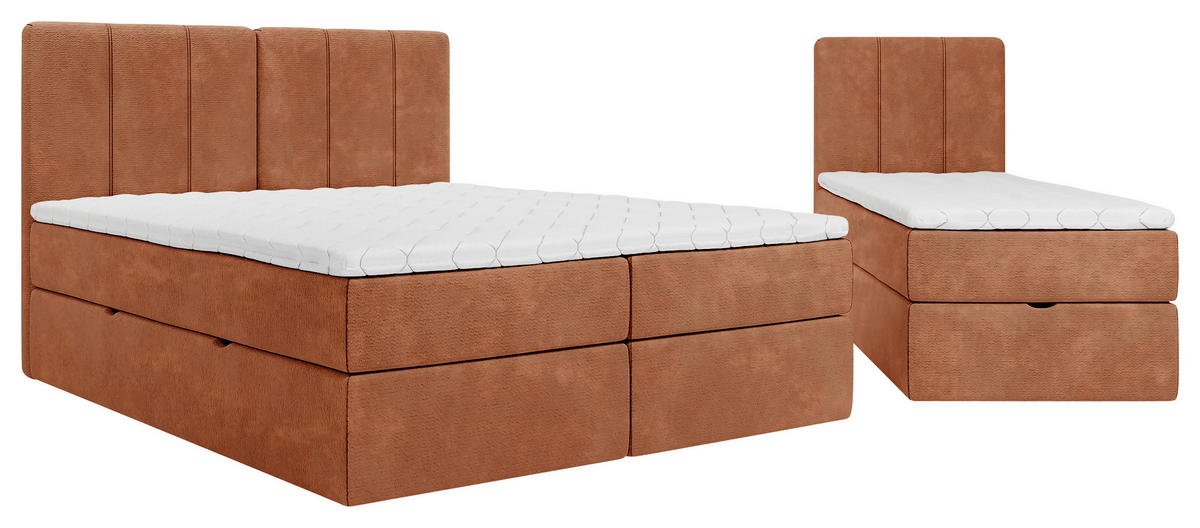 FAMILIENBETT - Rotbraun/Schwarz, Design, Holzwerkstoff/Kunststoff (210/200cm) - Esposa