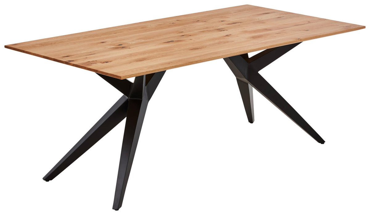 ESSTISCH Eiche massiv rechteckig Eichefarben  - Eichefarben/Schwarz, Design, Holz/Metall (200/100/76cm) - Musterring