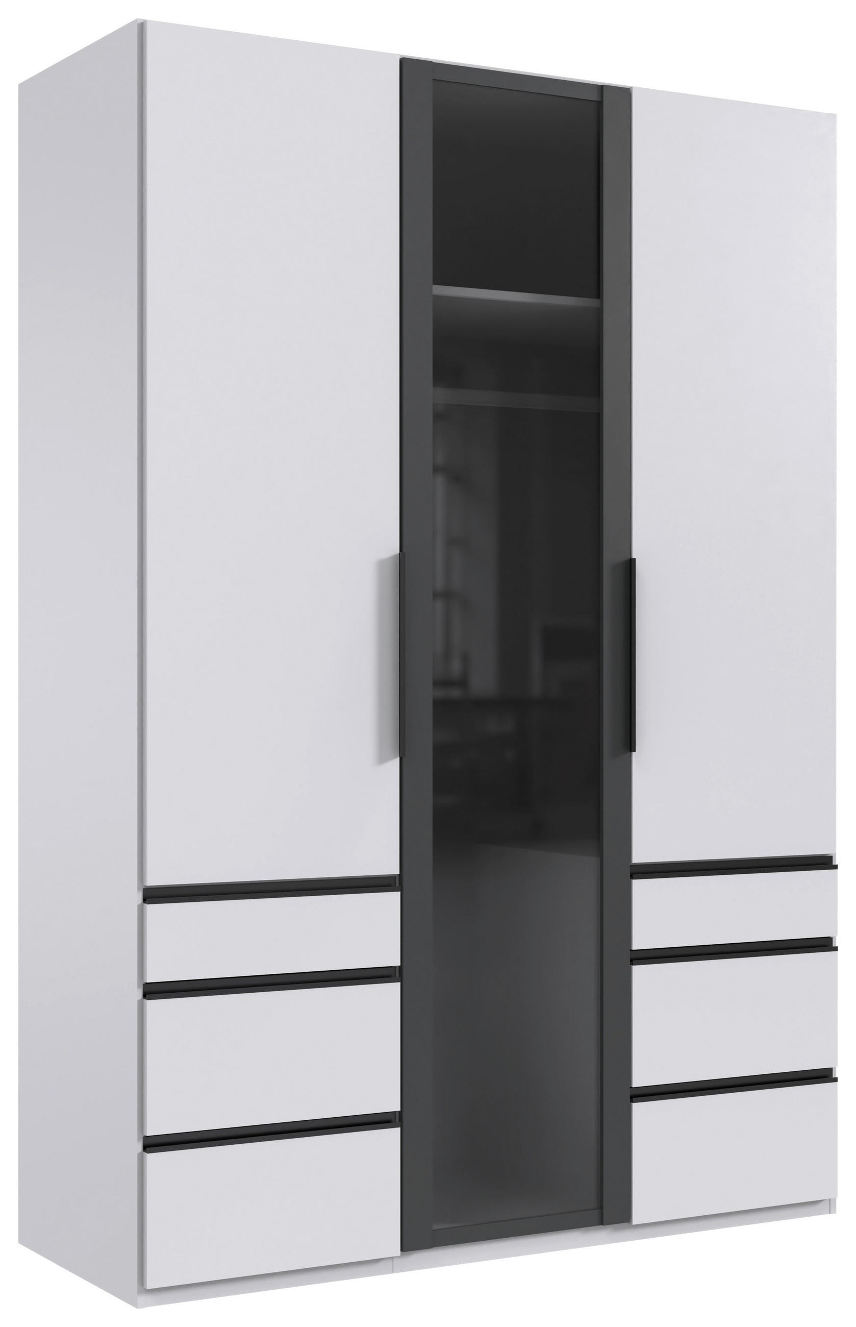 KLEIDERSCHRANK 150/216/58 cm 3-türig Grau, Weiß  - Schwarz/Weiß, Design, Glas/Holzwerkstoff (150/216/58cm) - Hom`in