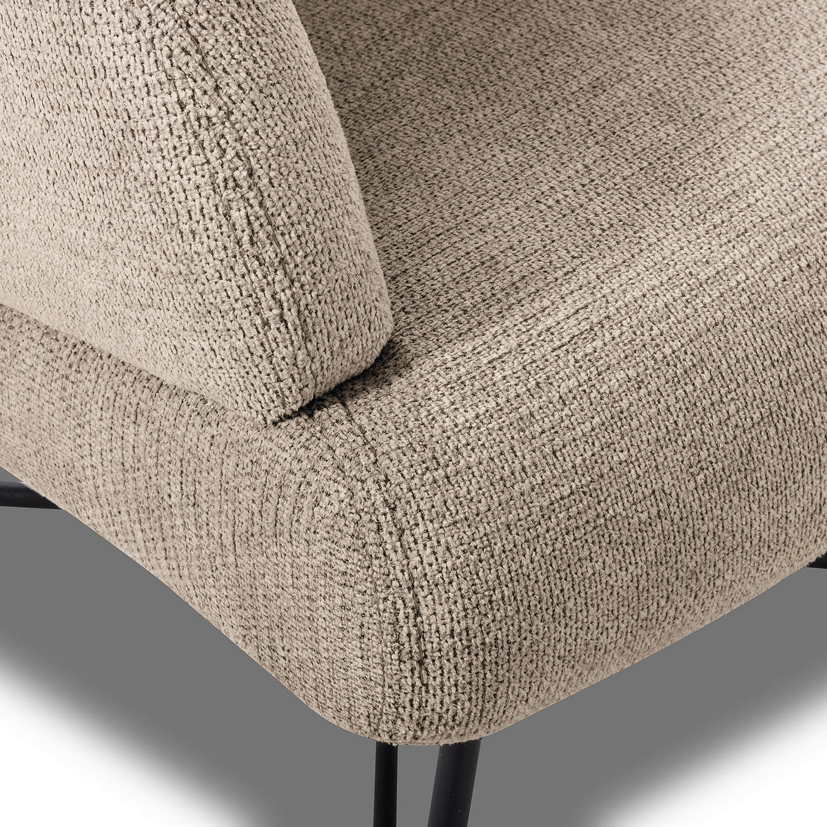 SESSELSET in Chenille Beige  - Beige/Schwarz, Design, Textil/Metall (67/87/74cm) - Livetastic