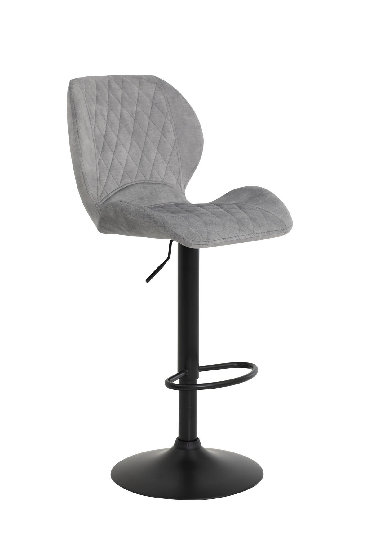 BARHOCKER Samt, Velours Grau Stahl Typenauswahl, Sitzfläche 360° drehbar, abwischbar  - Schwarz/Grau, MODERN, Textil/Metall (42/96-117/51cm) - MID.YOU