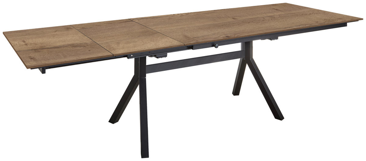 ESSTISCH in Holz, Metall 200-300/95/76 cm  - Eiche dunkel/Schwarz, Basics, Holz/Metall (200-300/95/76cm) - Celina Home