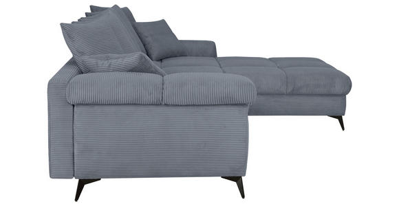 ECKSOFA Grau Cord Rückenkissen, Armlehnenkissen, Rücken echt  - Schwarz/Grau, KONVENTIONELL, Textil/Metall (332/231cm) - Carryhome