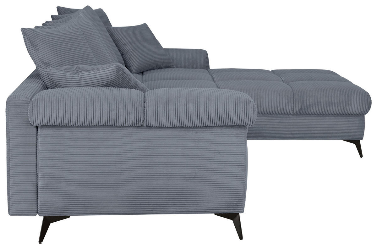 ECKSOFA Grau Cord Rückenkissen, Armlehnenkissen, Rücken echt  - Schwarz/Grau, KONVENTIONELL, Textil/Metall (332/231cm) - Carryhome