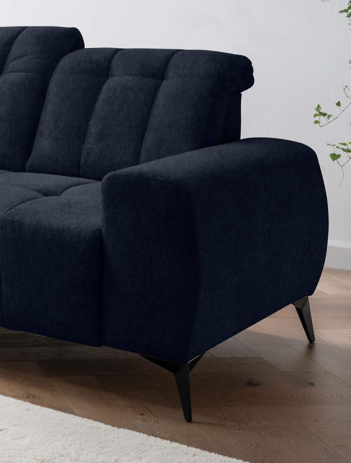ECKSOFA in Mikrofaser Dunkelblau  200/261 cm  - Schwarz/Dunkelblau, MODERN, Textil/Metall (200/261cm) - Livetastic