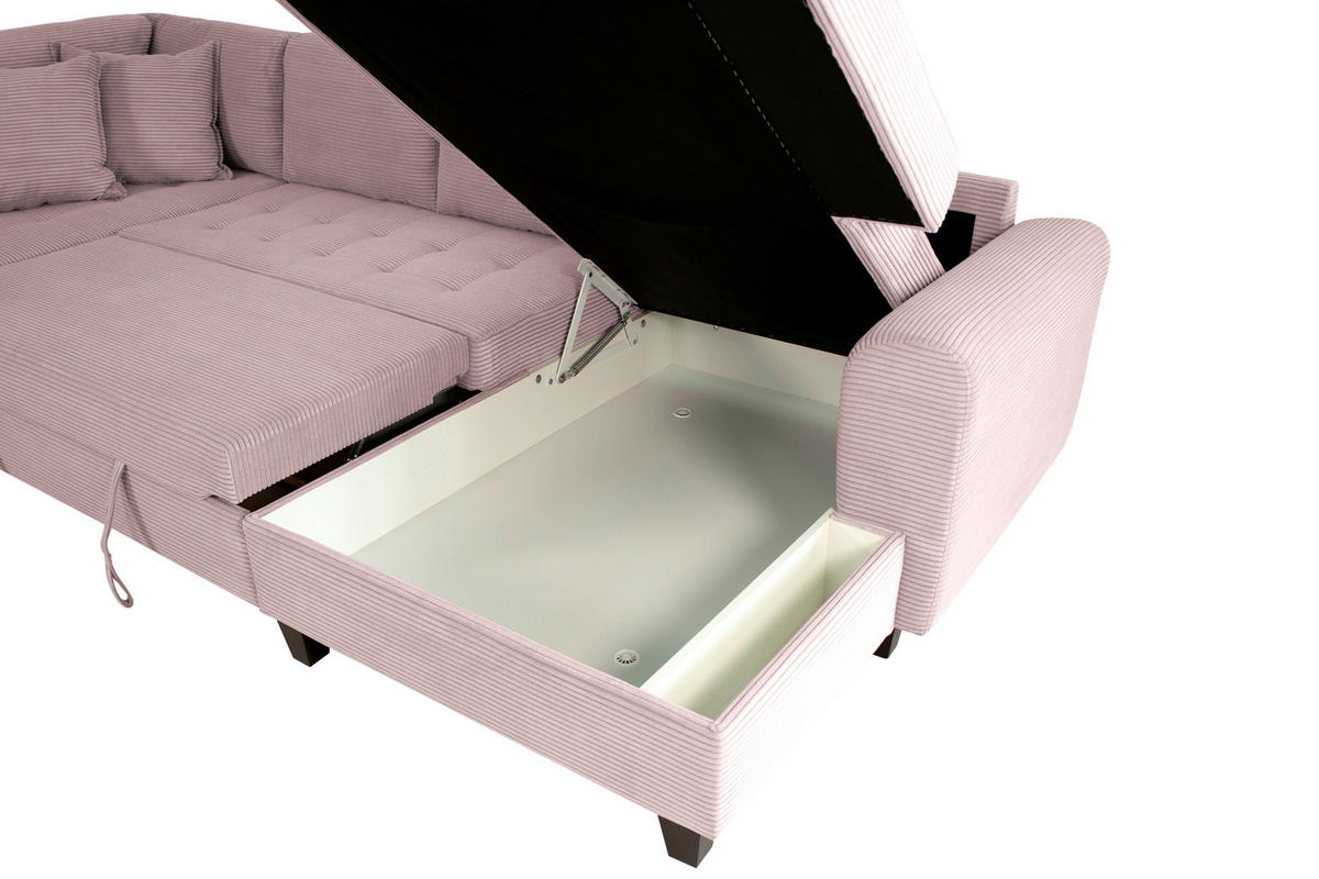 WOHNLANDSCHAFT MORITZ Rosa Cord  - Rosa, Trend, Textil (178/324/155cm) - P & B