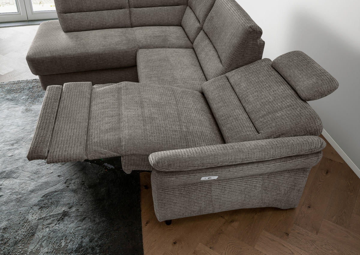 ECKSOFA Graubraun Mikrofaser  - Graubraun/Schwarz, MODERN, Holz/Textil (190/266cm) - Livetastic