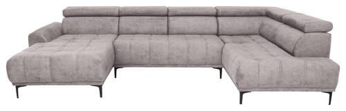 WOHNLANDSCHAFT Beige Velours  - Beige/Schwarz, Design, Textil/Metall (172/340/191cm) - Stylife