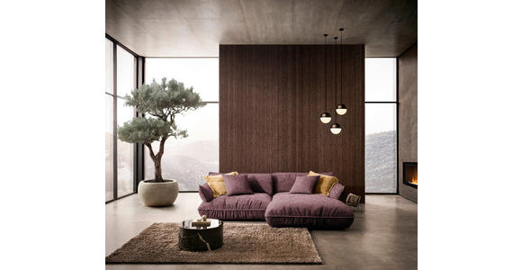 ECKSOFA  in Flachgewebe Beere  264/185 cm  - Beere/Schwarz, Design, Kunststoff/Textil (264/185cm) - Belluti