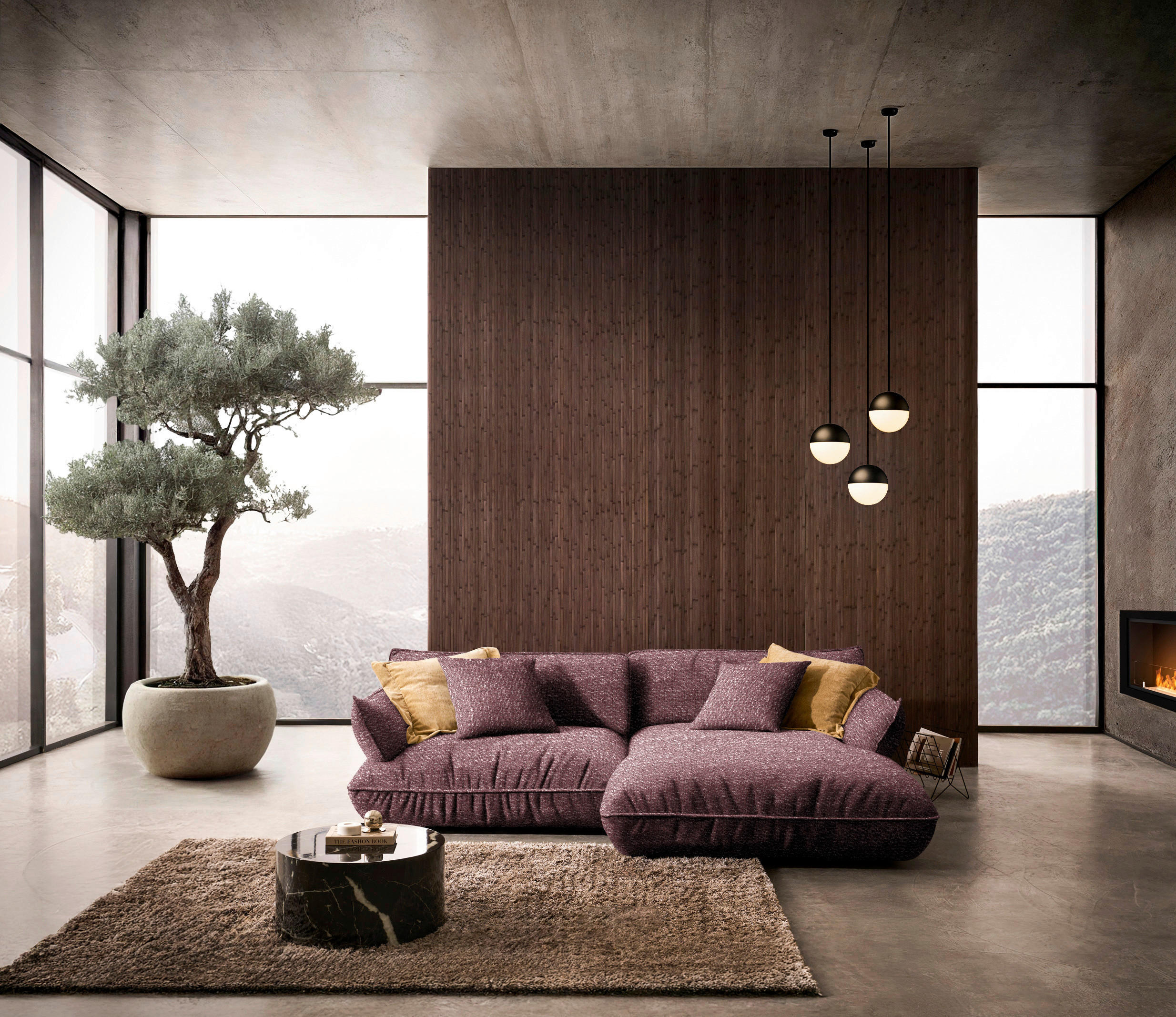 ECKSOFA  in Flachgewebe Beere  264/185 cm  - Beere/Schwarz, Design, Kunststoff/Textil (264/185cm) - Belluti