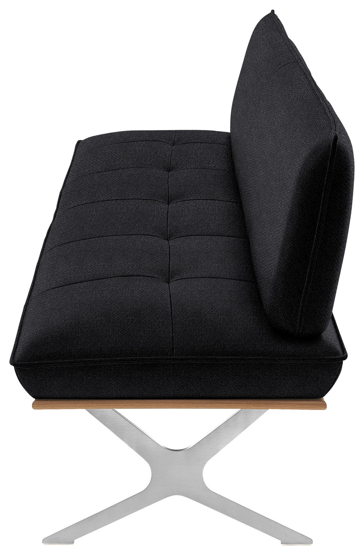 SITZBANK in Holz, Textil Schwarz, Nussbaumfarben, Nickelfarben  - Edelstahlfarben/Nussbaumfarben, Design, Holz/Textil (194/88/66cm) - Koinor