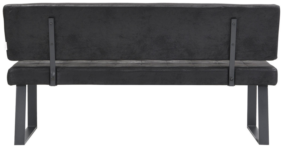 SITZBANK in Metall, Textil Schwarz  - Schwarz, MODERN, Textil/Metall (160/85/56cm) - Livetastic