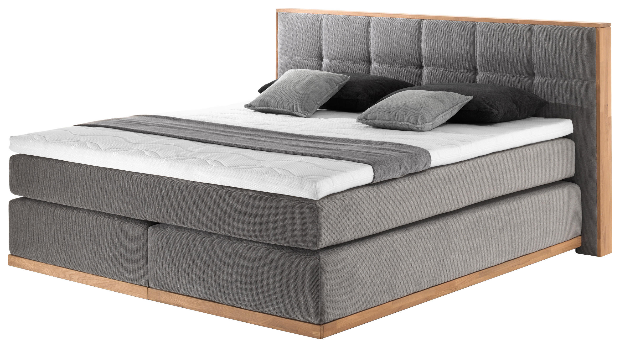 BOXSPRING-ÁGY  szürke  - szürke, Basics, műanyag/textil (200/112/213cm) - Carryhome