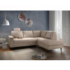 ECKSCHLAFSOFA in Beige Textil   - Beige/Schwarz, Modern, Holz/Textil (242/200cm) - Livetastic