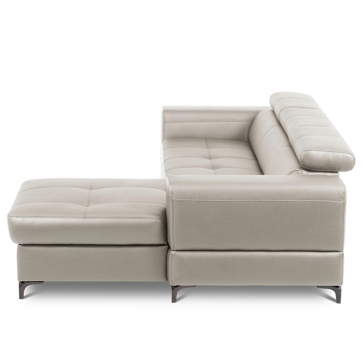 ECKSOFA  in Lederlook Echtleder Platinfarben  - Platinfarben/Schwarz, Design, Leder/Textil (247/173cm) - Livetastic