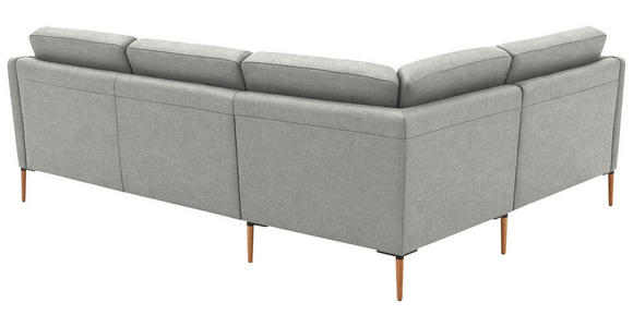 ECKSOFA  in Flachgewebe Grauweiß  189/236 cm  - Eichefarben/Grauweiß, Design, Holz/Textil (189/236cm) - Valnatura