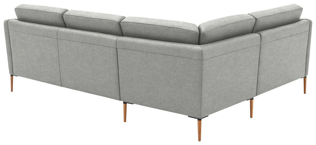ECKSOFA  in Flachgewebe Grauweiß  189/236 cm  - Eichefarben/Grauweiß, Design, Holz/Textil (189/236cm) - Valnatura