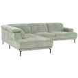ECKSOFA Mintgrün Chenille Kopfteilverstellung, Sitztiefenverstellung  - Schwarz/Mintgrün, Design, Textil/Metall (243/307cm) - Xora