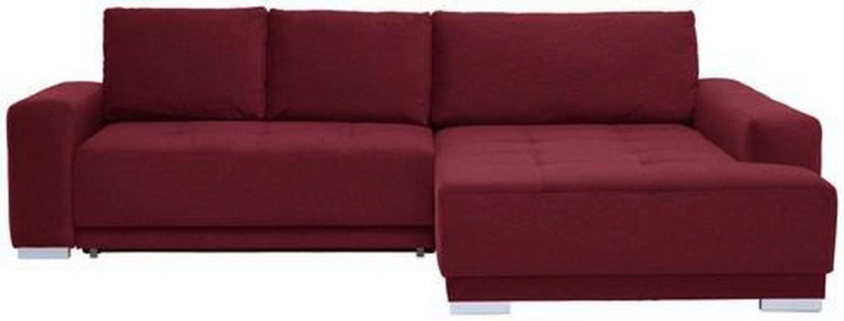 ECKSOFA in Flachgewebe Rot  - Silberfarben/Rot, Design, Holz/Textil (293/195cm) - Cantus