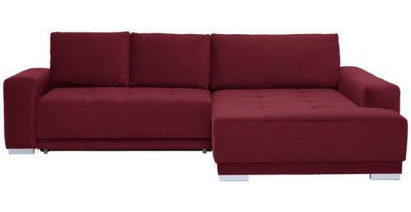 ECKSOFA in Flachgewebe Rot  - Silberfarben/Rot, Design, Holz/Textil (293/195cm) - Cantus