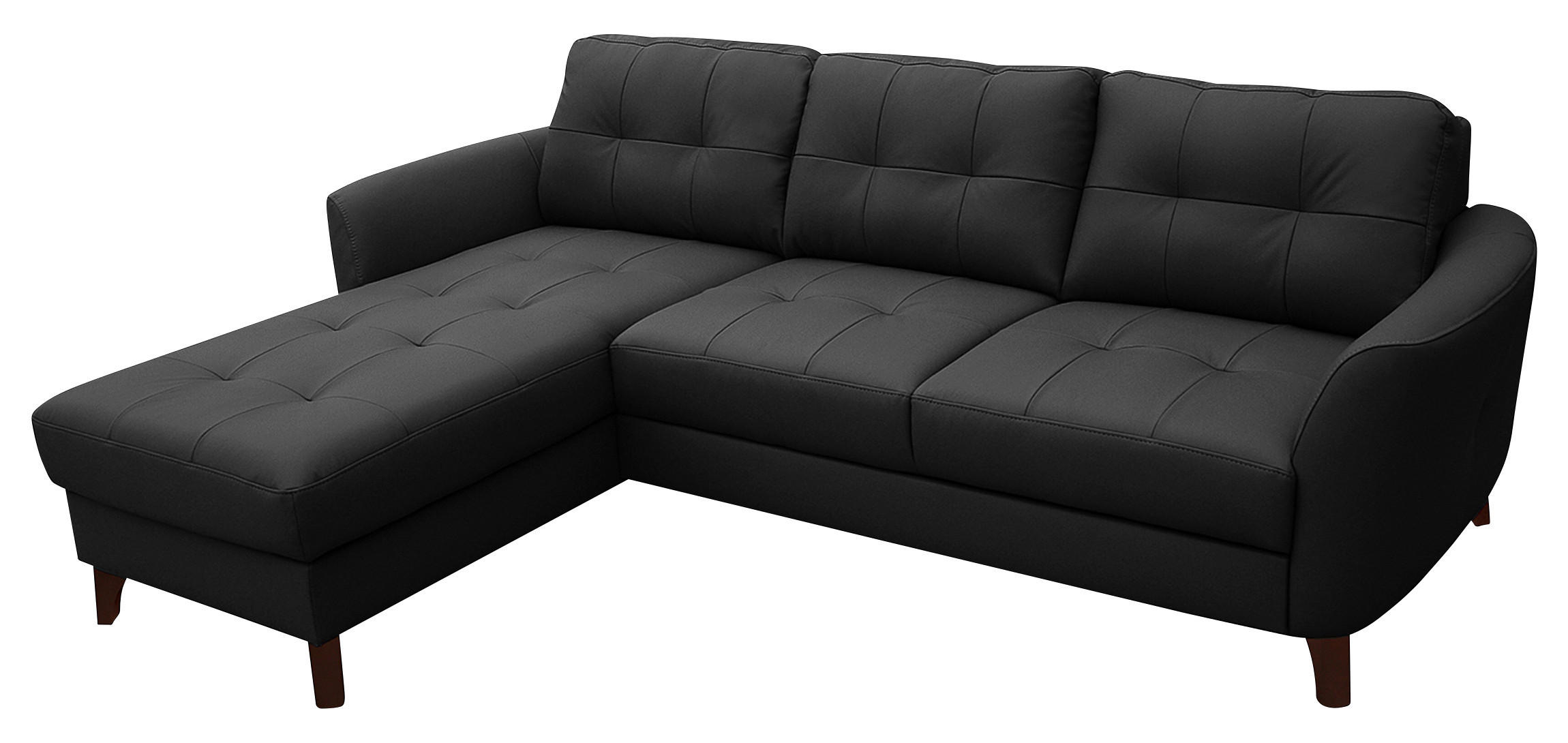 Thumbnail - Livetastic Ecksofa, Schwarz, Textil, Leder, Echtleder, Rindleder, Buche, 3-Sitzer, Ottomane links, L-Form, 238x168 cm, M...