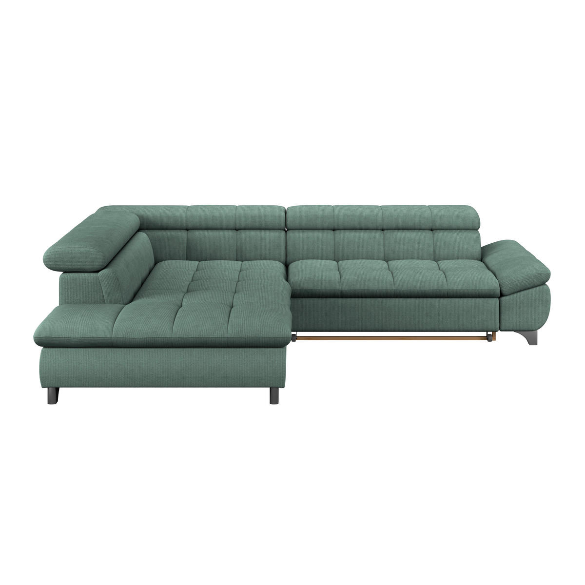 ECKSOFA Dunkelgrün Chenille  - Chromfarben/Dunkelgrün, KONVENTIONELL, Textil/Metall (234/312cm) - Livetastic