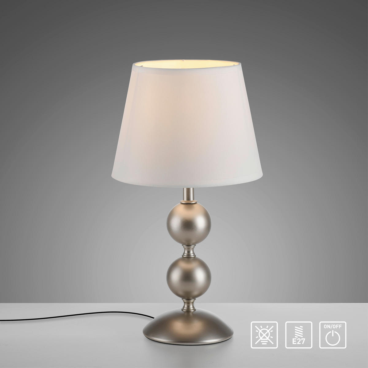 TISCHLEUCHTE 20/20/36 cm  - Weiß/Bronzefarben, Trend, Kunststoff/Textil (20/20/36cm) - Just Light