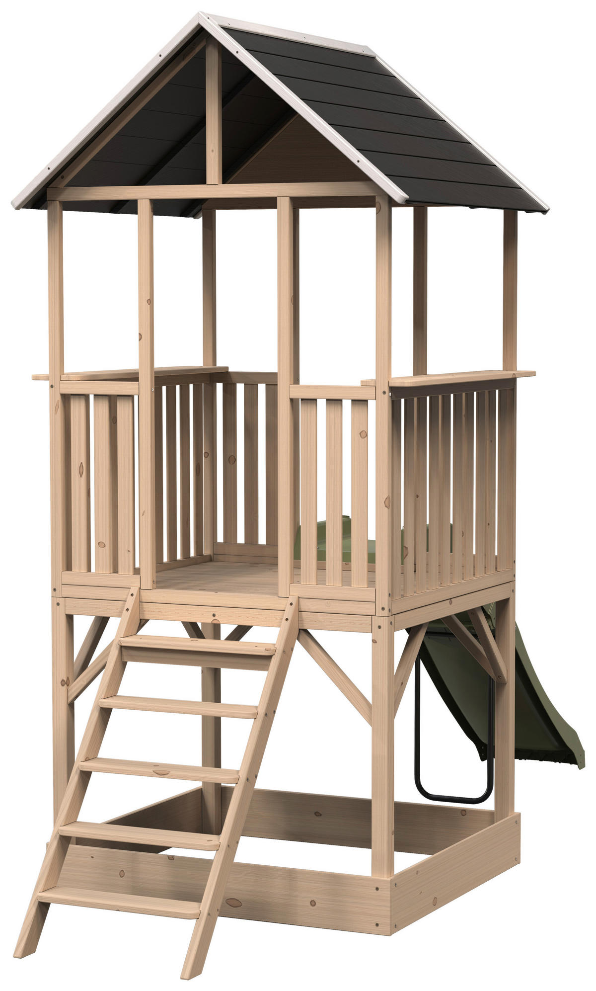 SPIELHAUS  - Naturfarben/Grün, KONVENTIONELL, Holz/Kunststoff (303/118/230,5cm) - EXIT Toys