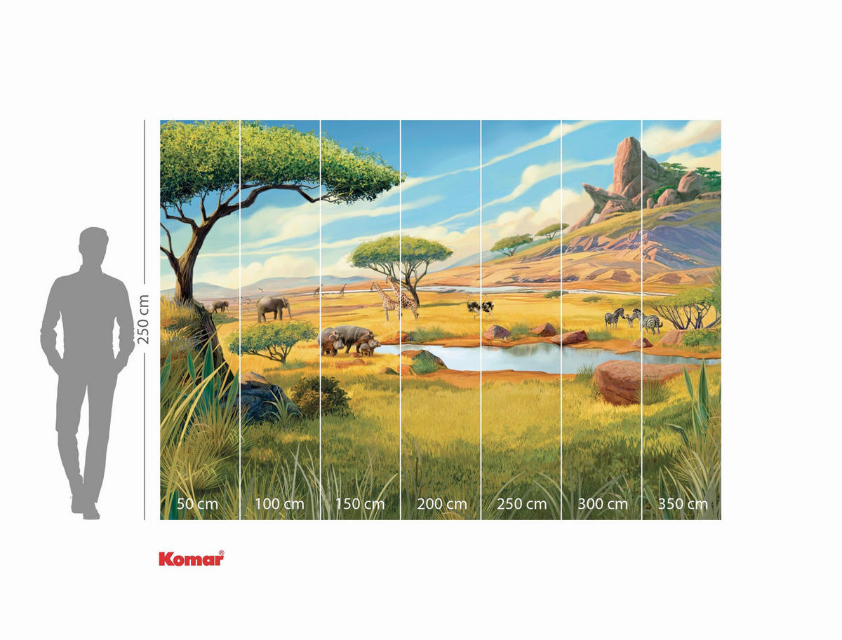 FOTOTAPETE THE LION KING SAVANNA  - Grün, Design, Textil (350/250cm) - Disney