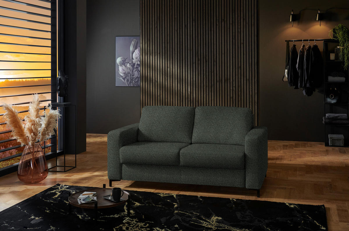 SCHLAFSOFA  in Webstoff Dunkelgrün  - Dunkelgrün/Schwarz, KONVENTIONELL, Textil/Metall (196/87/103cm) - Dieter Knoll