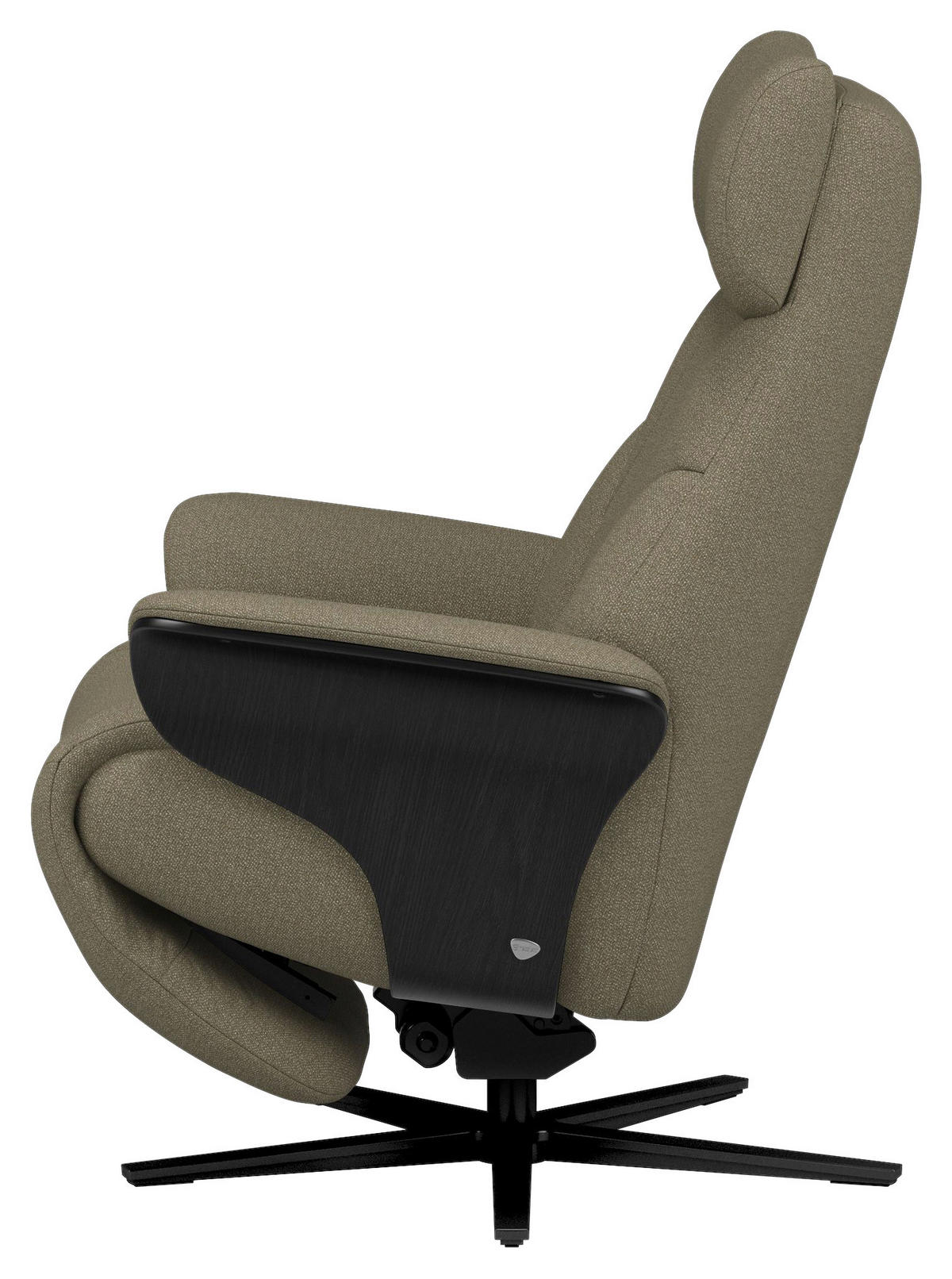 RELAXSESSEL Flachgewebe Relaxfunktion, Kopfteilverstellung, Fußteilverstellung, Rücken echt    - Schlammfarben/Schwarz, Design, Holz/Textil (86/116/87cm) - Stressless