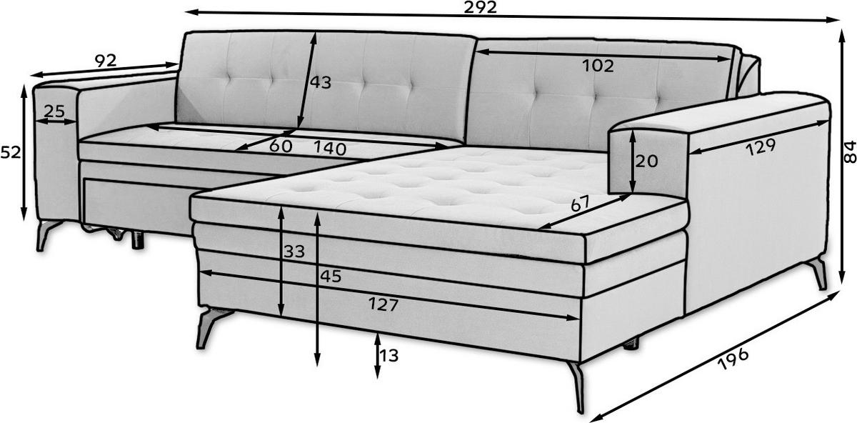 ECKSOFA in Samt Grün  292/196 cm  - Schwarz/Grün, Design, Textil/Metall (292/196cm) - MID.YOU