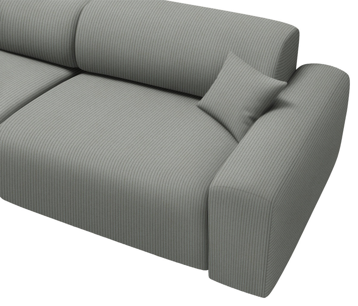 ECKSOFA in Velours, Feincord Hellgrau  178/292 cm  - Hellgrau/Schwarz, Design, Kunststoff/Textil (178/292cm) - home24