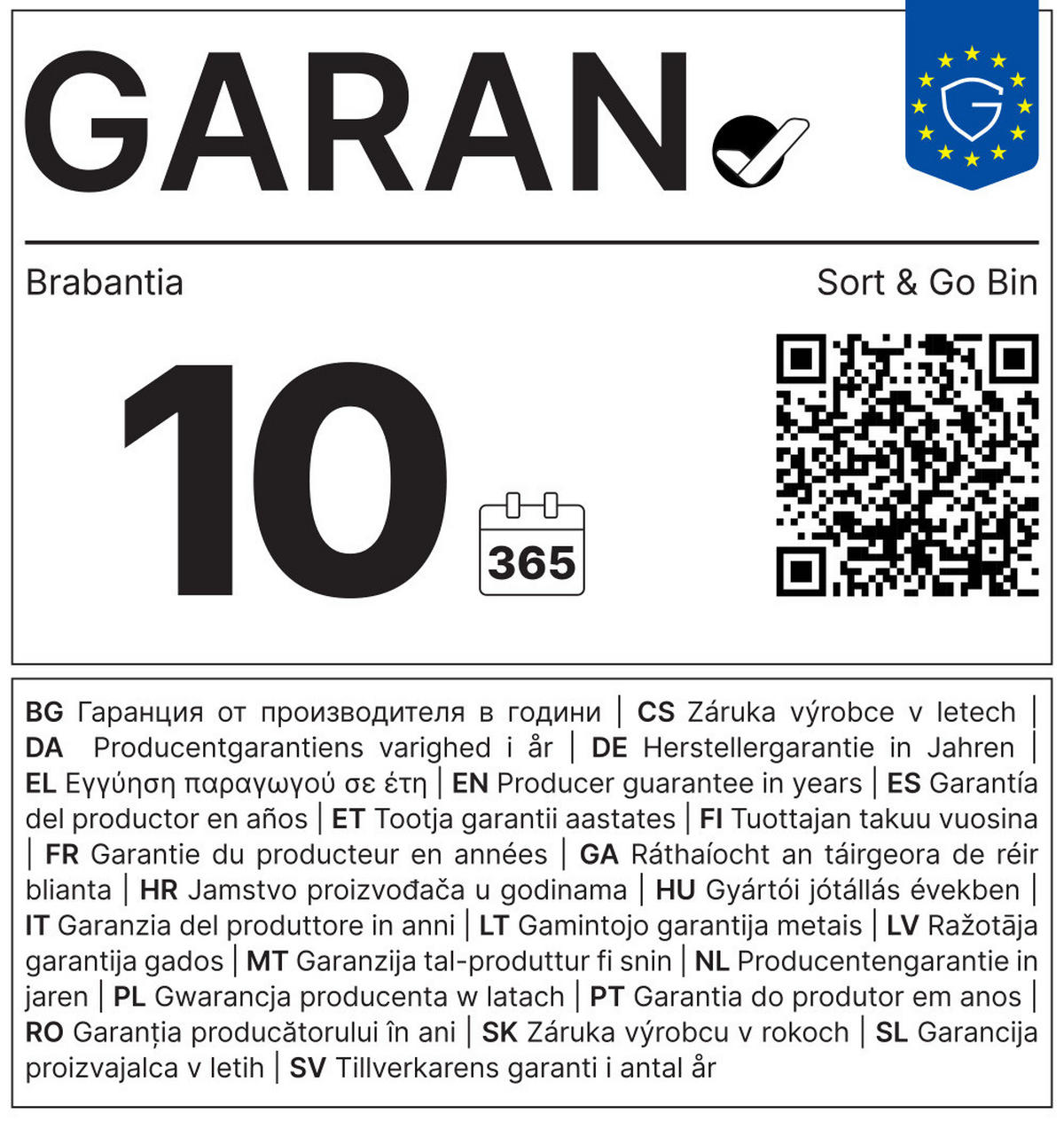 ABFALLEIMER SORT & GO 12 L  - Grau, Basics, Kunststoff (20/35,1/24,9cm) - Brabantia