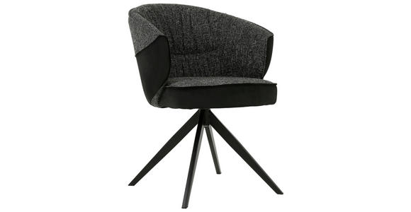 ARMLEHNSTUHL  in Eisen Webstoff, Mikrofaser  - Schwarz, Design, Textil/Metall (61/82,5/63cm) - Novel