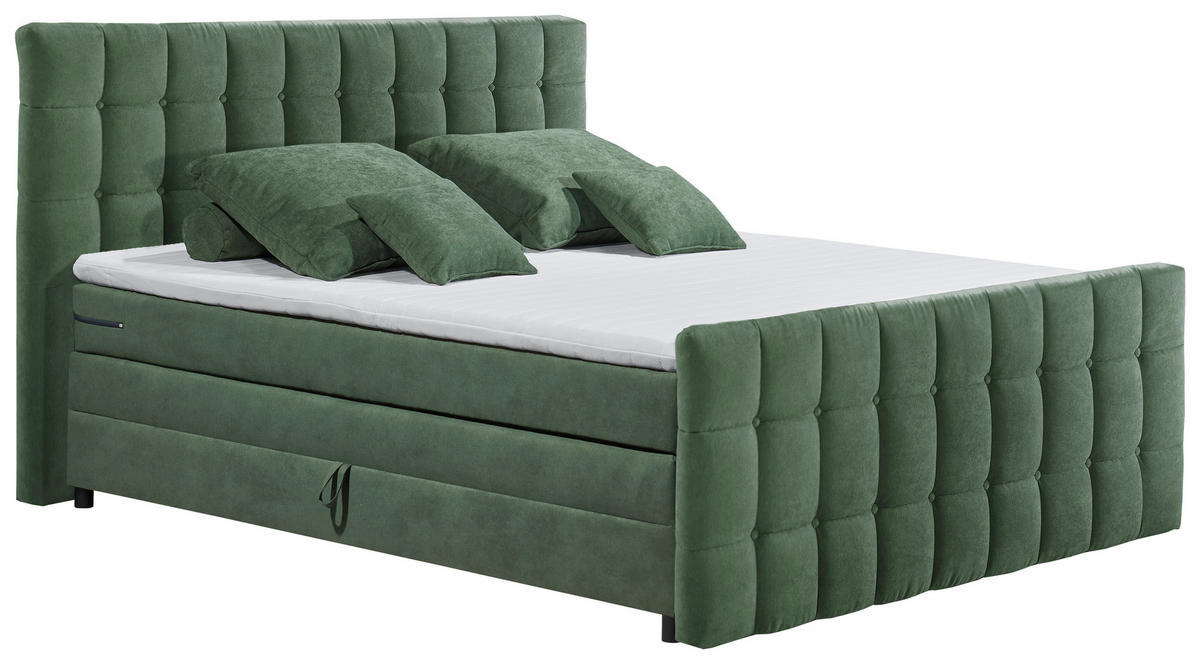BOXSPRINGBETT 180/200 cm  in Olivgrün  - Schwarz/Olivgrün, Modern, Holzwerkstoff/Kunststoff (180/200cm) - MID.YOU